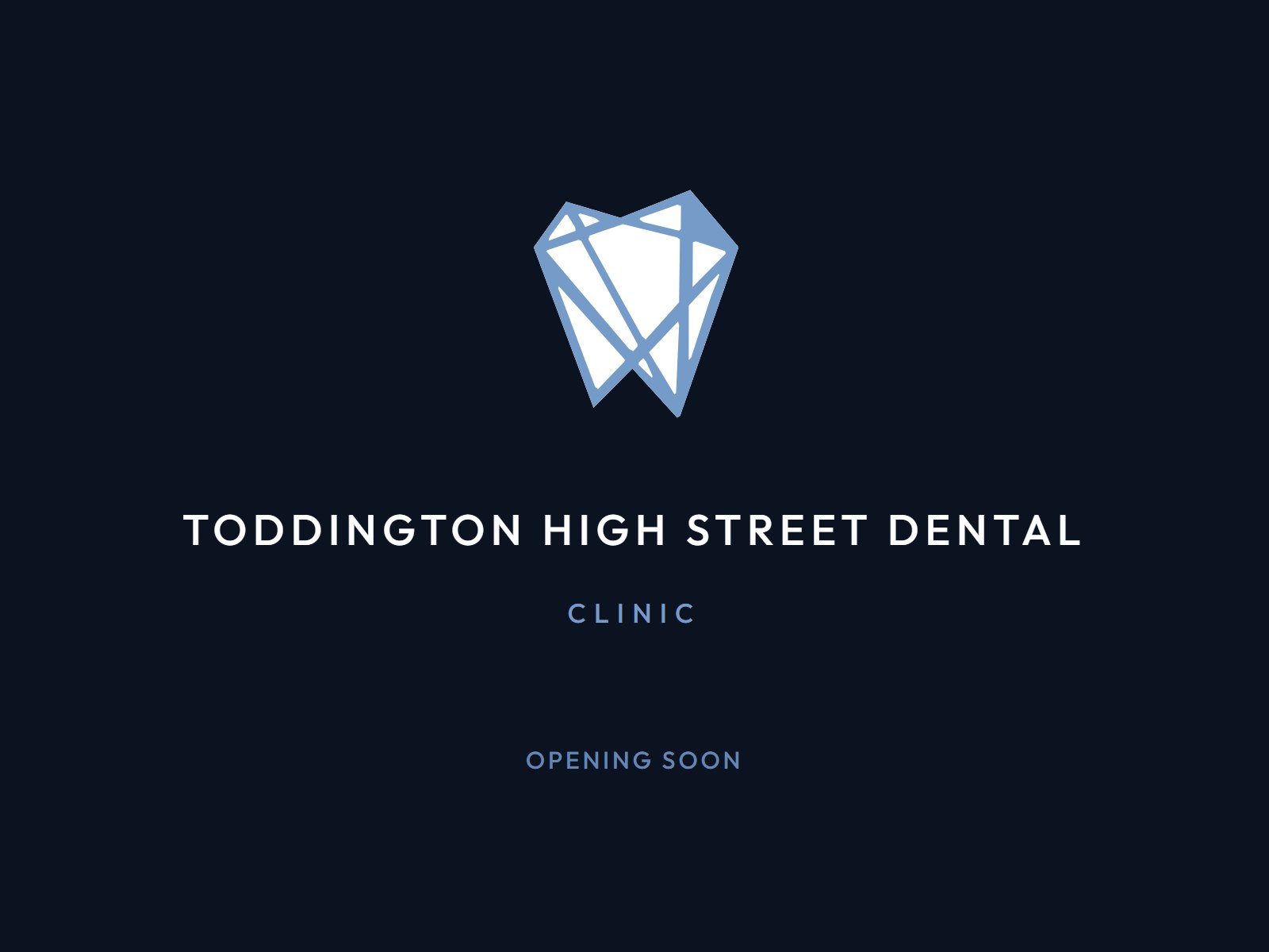 The Toddington High Street Dental Clinic wordmark, in place of a photograph until the clinic opens